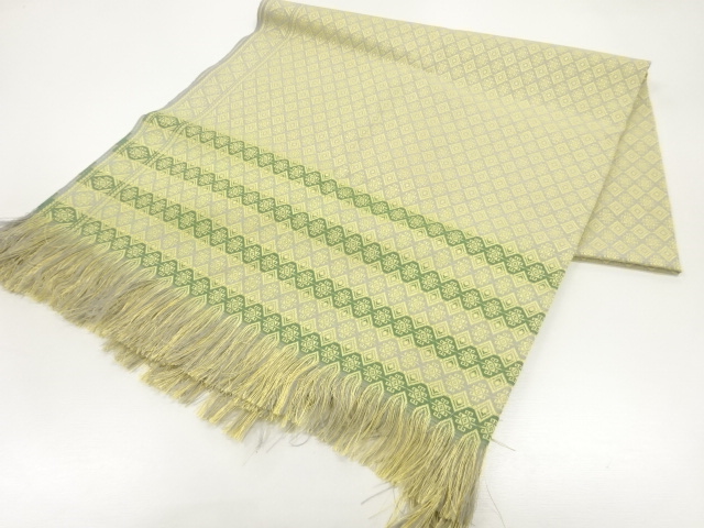 JAPANESE KIMONO / ANTIQUE ABSTRACT PATTERN WOVEN MULTI-PURPOSE CLOTH